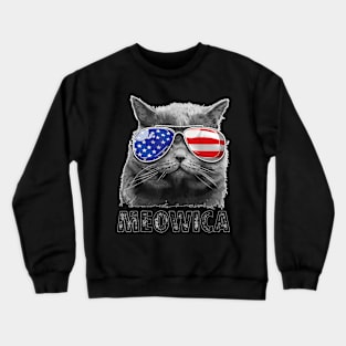 Cat 4H Of July Meowica Merica   USA American Flag Crewneck Sweatshirt